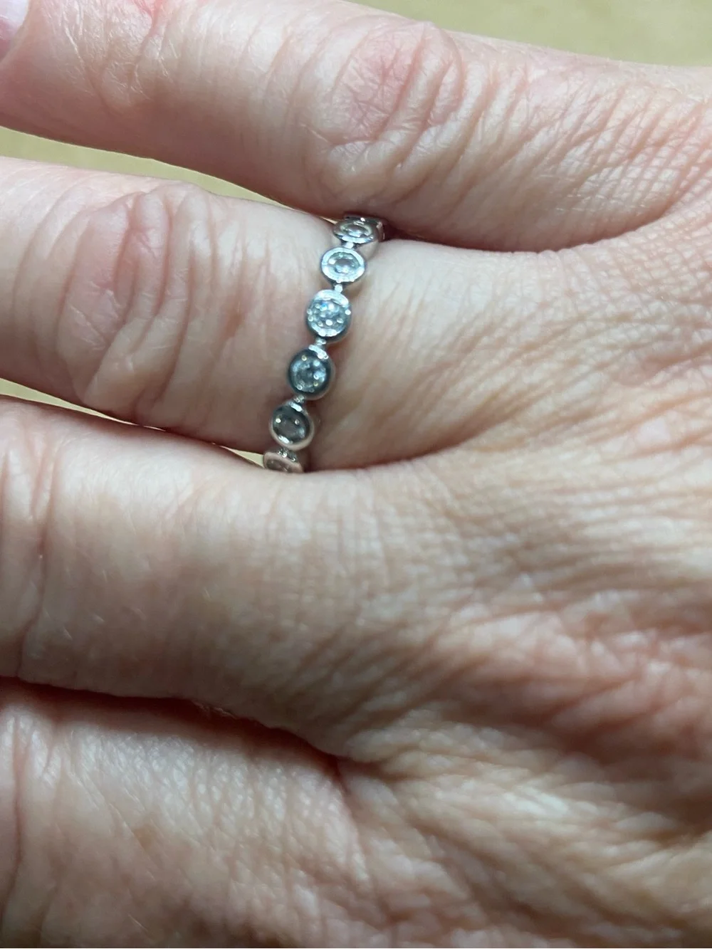 Sterling Silver Crystal Bezel-Set Eternity Band - size 7.5